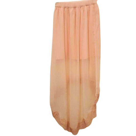 Hollister Hi-Lo Skirt Peach Lace Trim Flowy Casual - Picture 2 of 6